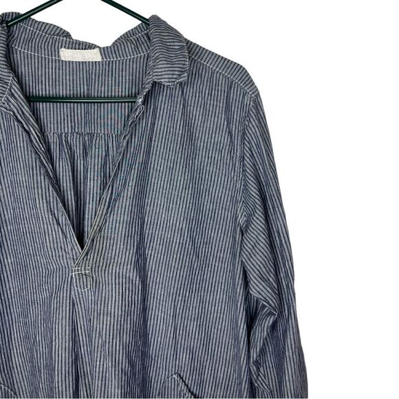 CP Shades Blue/White Striped Teton Lagenlook Tunic Top Size Medium **Flawed** - Picture 5 of 16